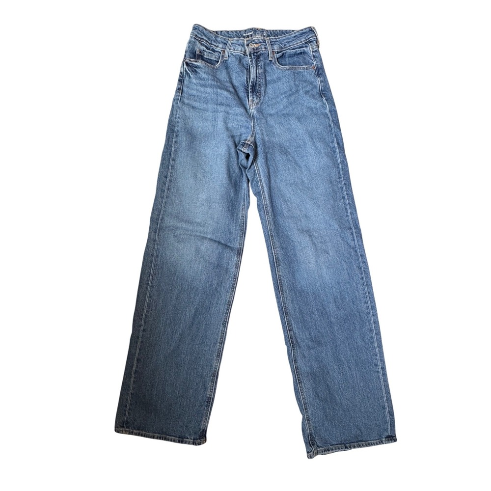 Old Navy Sky-Hi Wide Leg Jeans Womens 6 Tall Extra High Rise Secret-Smooth Blue